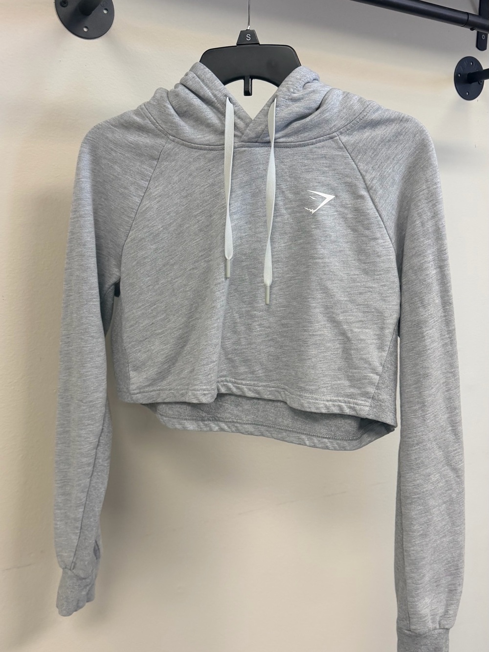 Gymshark Women's Light Gray Cropped Hoodie Sweatshirt